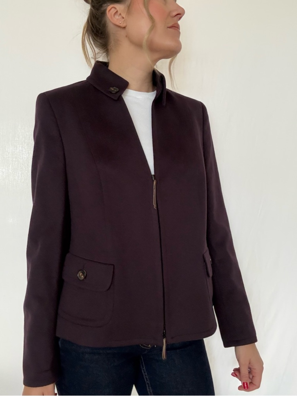 Akris Punto Plum Zip-Front Tailored Jacket